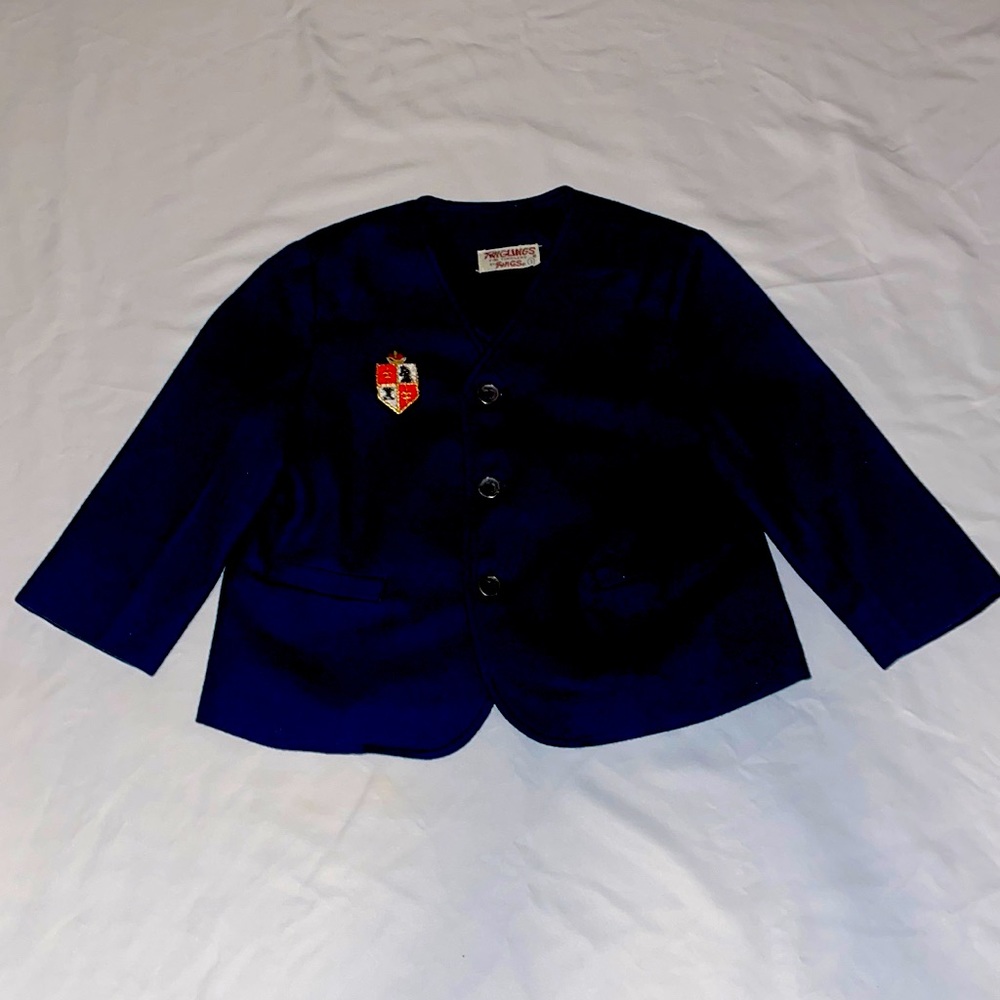 Vinta Twiglings for todlers by Twigs navy blue blazer with embroidered crest 3